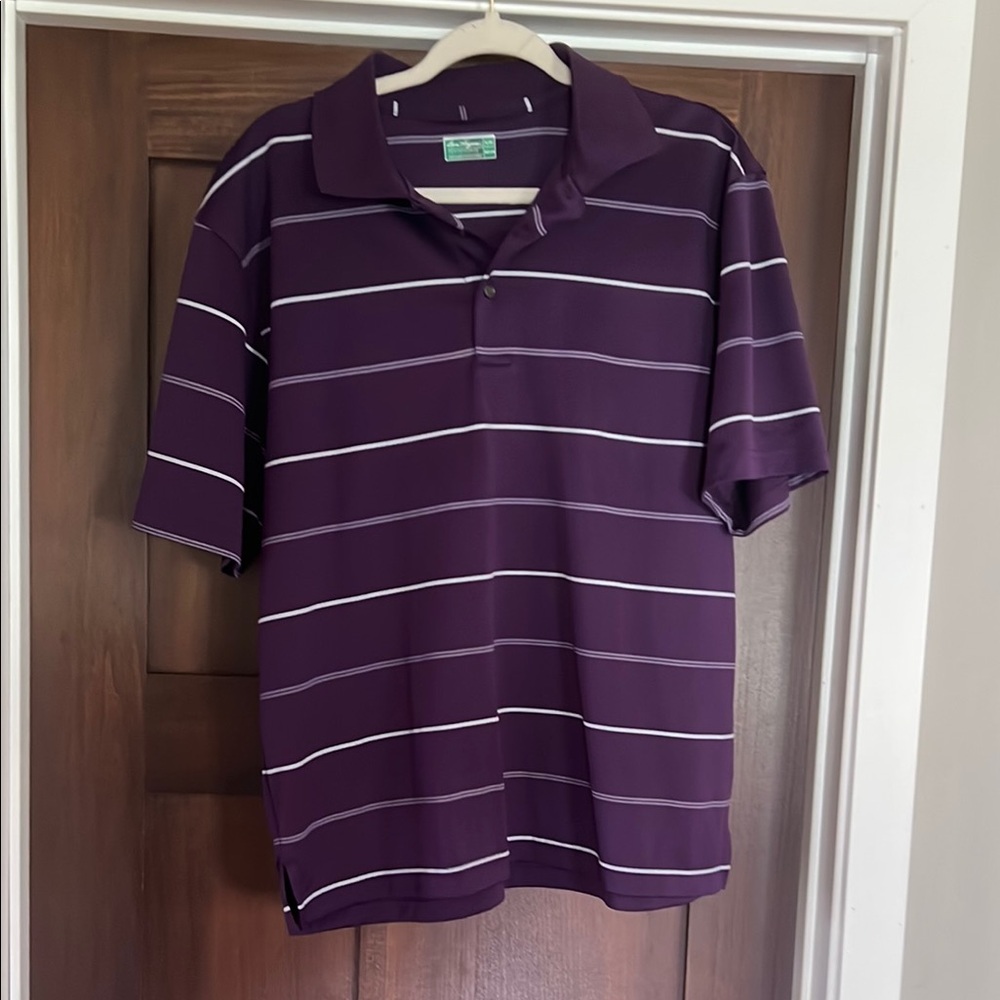 Hogan Purple and White Polo Shirt Classic Striped Design